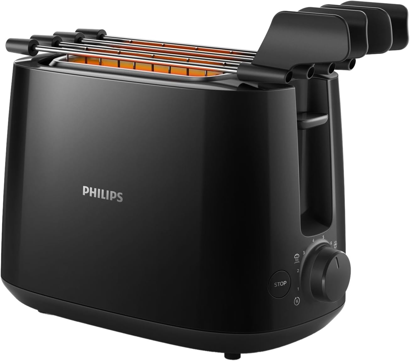 Philips Daily Collection HD2583/90 8SLICE (S) 600 W Black (8 Slice Toaster - (S), Black, Plastic, button, rotation, China, 600 W)