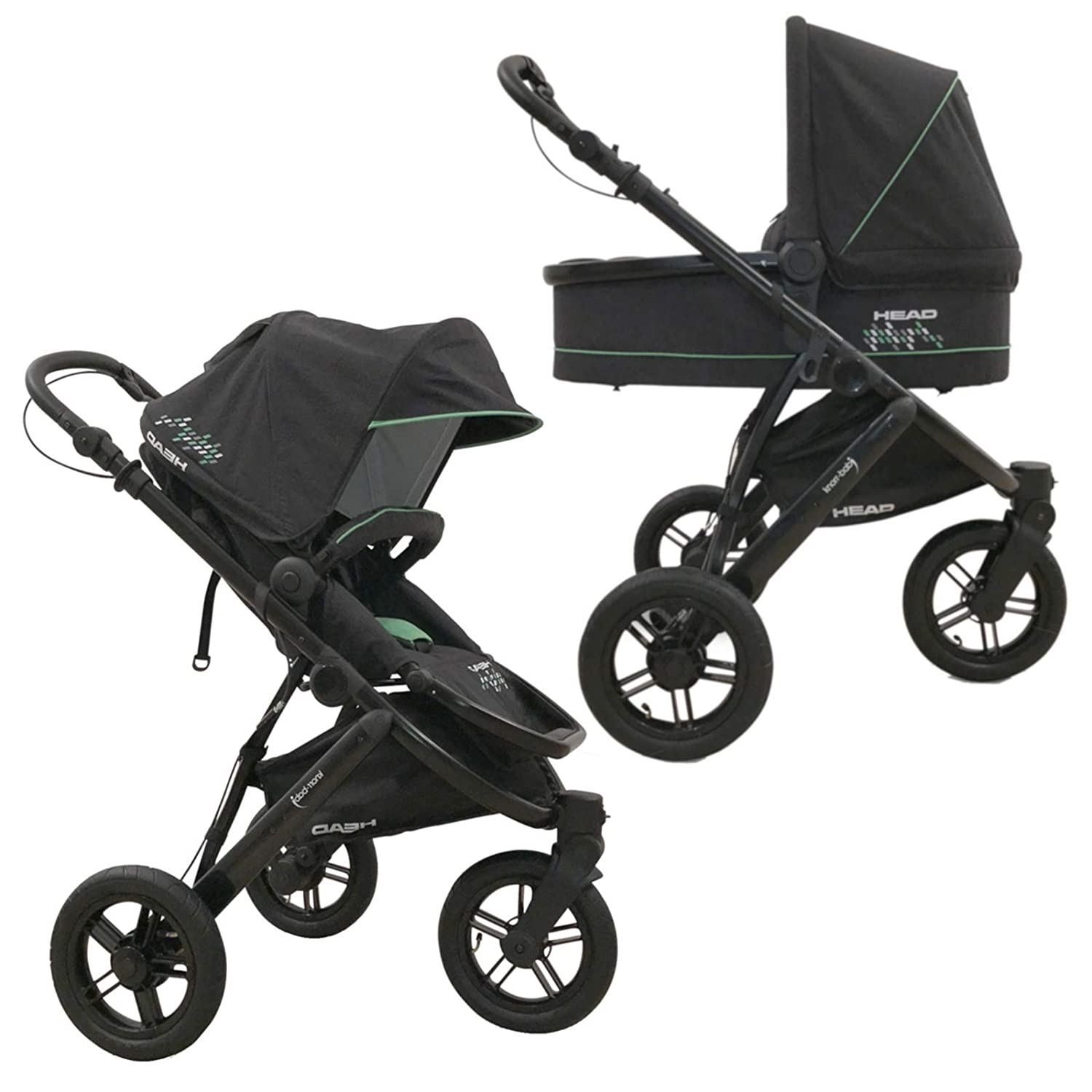 Knorr-Baby 883420 Head 3-Wheel Jogger Combi Pushchair Dark Grey / Green