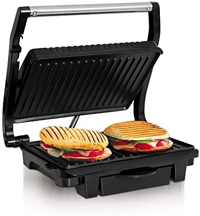 ELDOM GK120 direct contact electric grill, power 1000 W, stainless steel housing, plates with dimensions 25.5 x 17.8 cm, non-stick coating.
