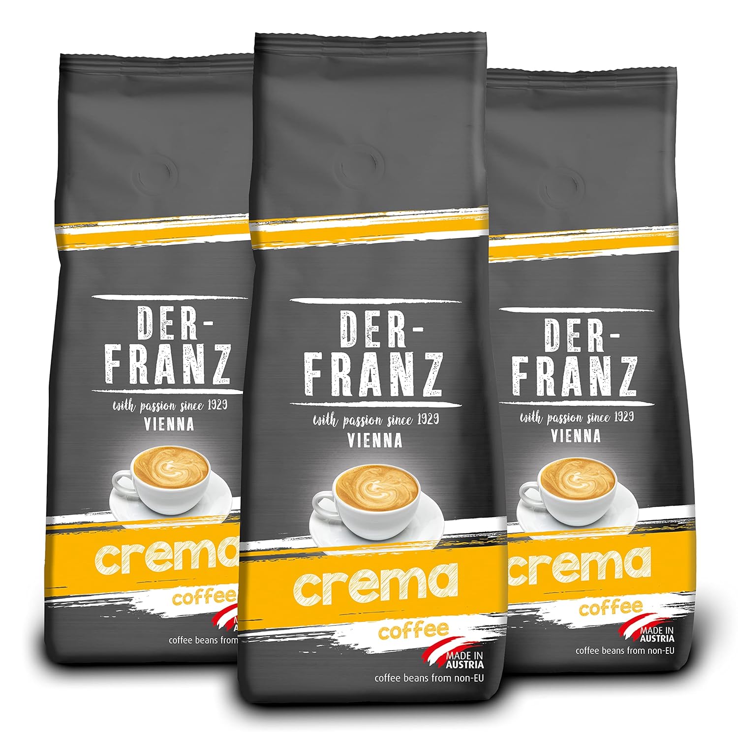 DER-FRANZ Coffee Crema, Intensity 4/5, 100% Arabica, Whole Coffee Beans, 3 x 500 g