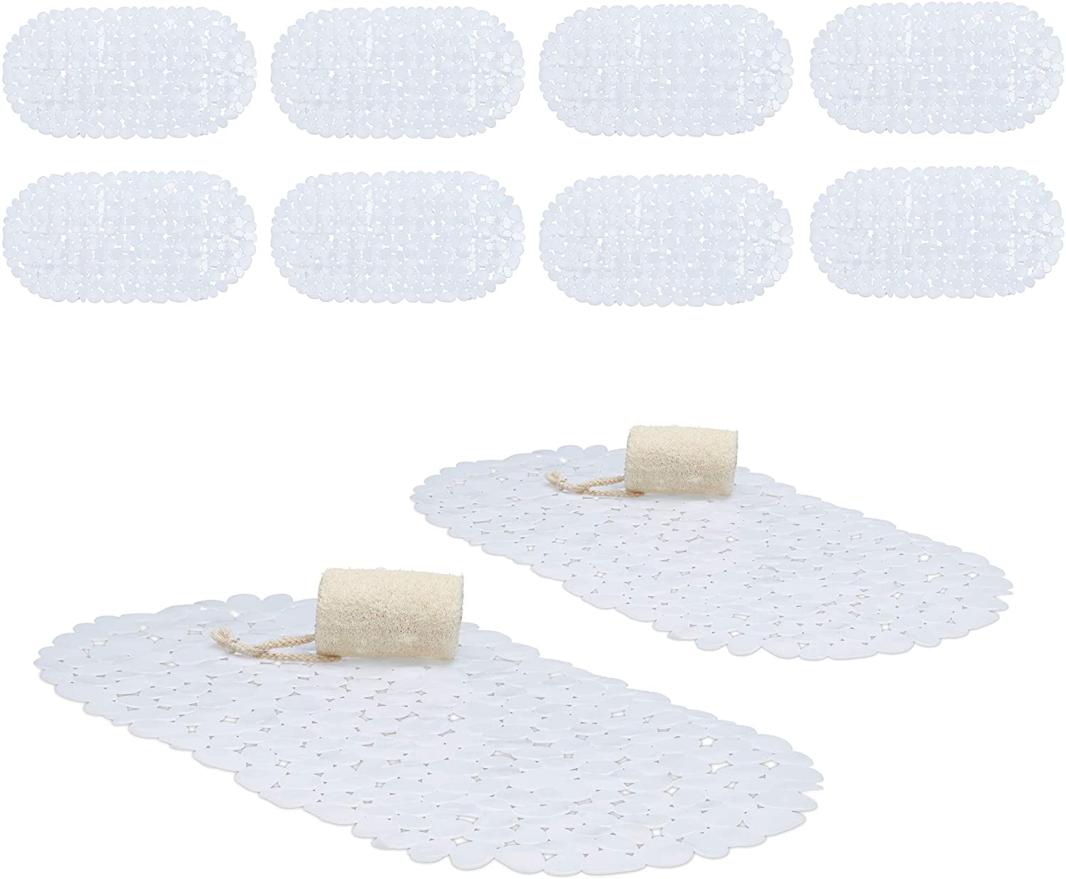 Relaxdays Set Of 10 Bath Mats Stone Look Non-Slip Mat With Suction Cups 66.