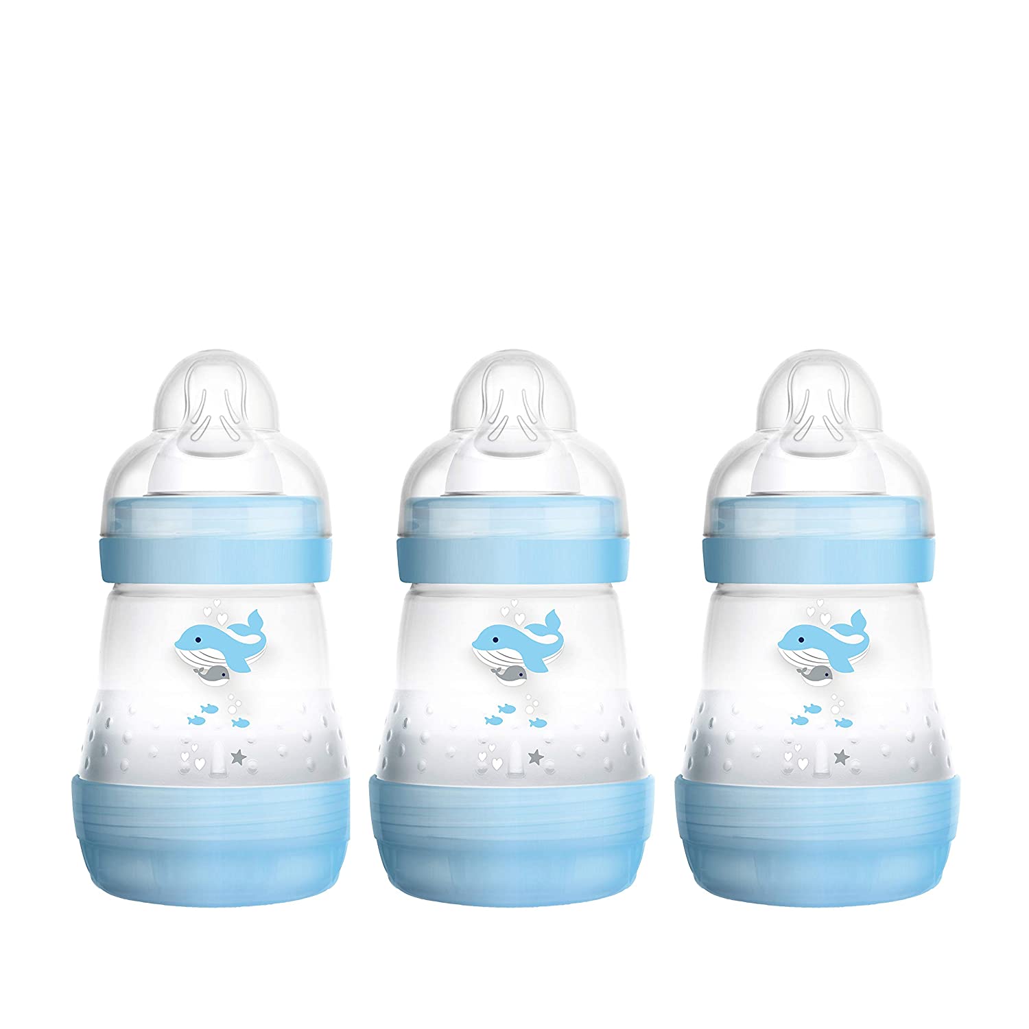 MAM Easy Start anti-colic baby bottle (160 ml), milk bottle with innovative base valve to prevent colic, baby’s drinking bottle with size 1 teat, from birth, bear