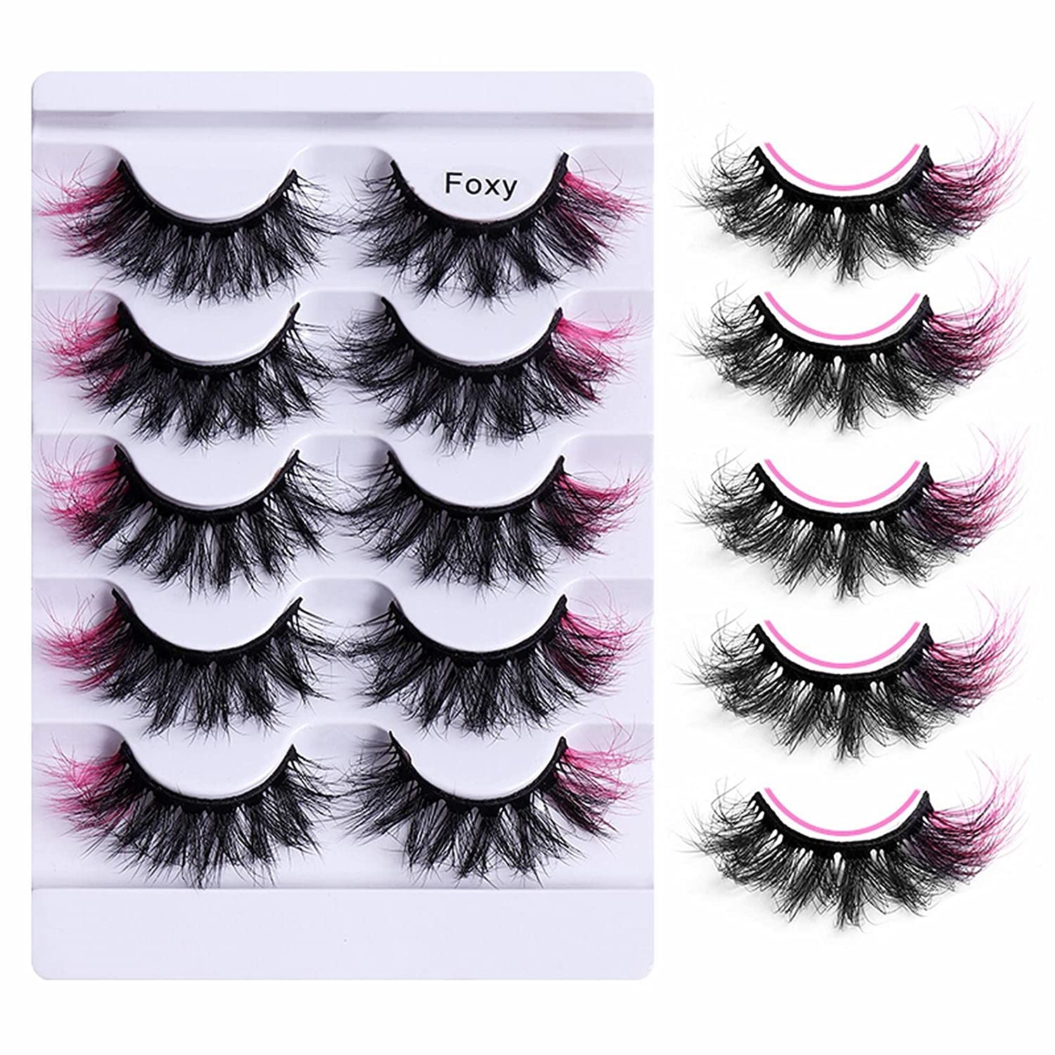 Generic 5 Pairs of 3D Colourful False Eyelashes, Like Volume Eyelash Extensions Look, Natural Artificial Eyelash Extensions Set, for Theme Party, Carnival, Cosplay Aake-Up Party, Stage Costume (E), 