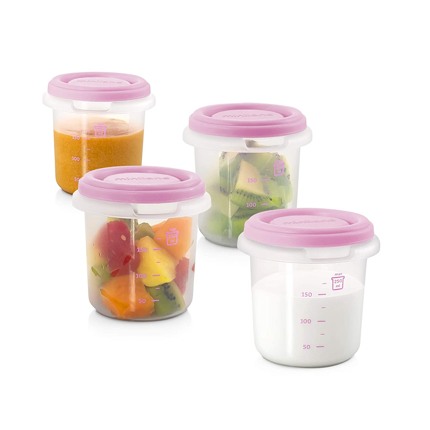 Miniland Fresh Container Set, Food Storage Containers for Baby Food, 4 x 250 ml