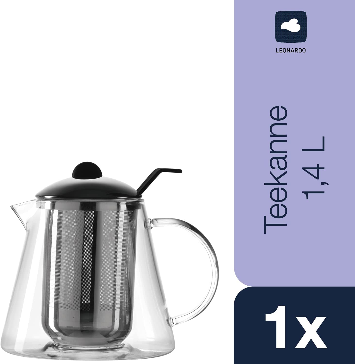 LEONARDO HOME Leonardo Tisana 025535 Teapot Hand-Made Glass with Infuser Insert Heat-Resistant 1400 ml Capacity