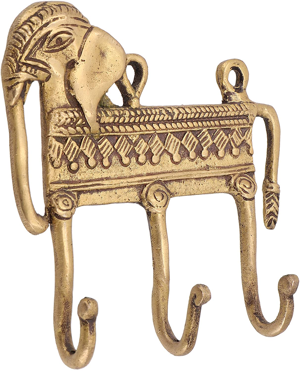 Guru-Shop Filigree Decorated Brass Wall Hook With Engraving Dog / Brass 11 