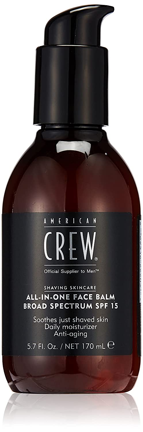 AMERICAN CREW All-in-One Face Balm 170ml Face Balm for Men Balm with Moisturising Formula & Anti-Ageing Effect Post Shaving Care Product SPF 15