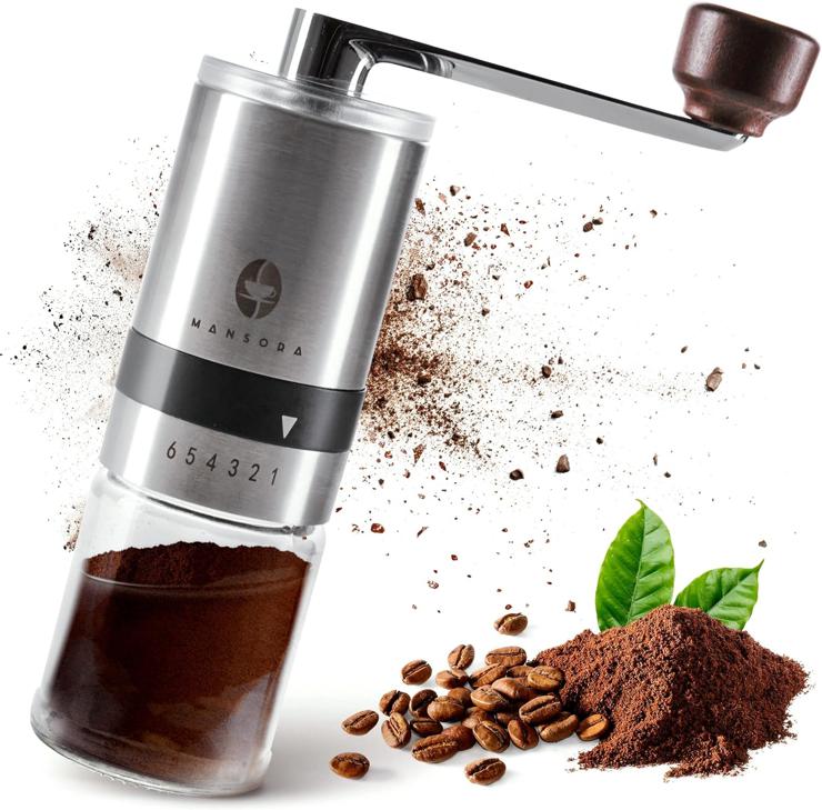 Mansora Manual Coffee Grinder, Hand Mill with Ceramic Grinder with Finely Adjustable Grinding Degree, Durable and Chic, Coffee Grinder for Coffee Beans of All Types