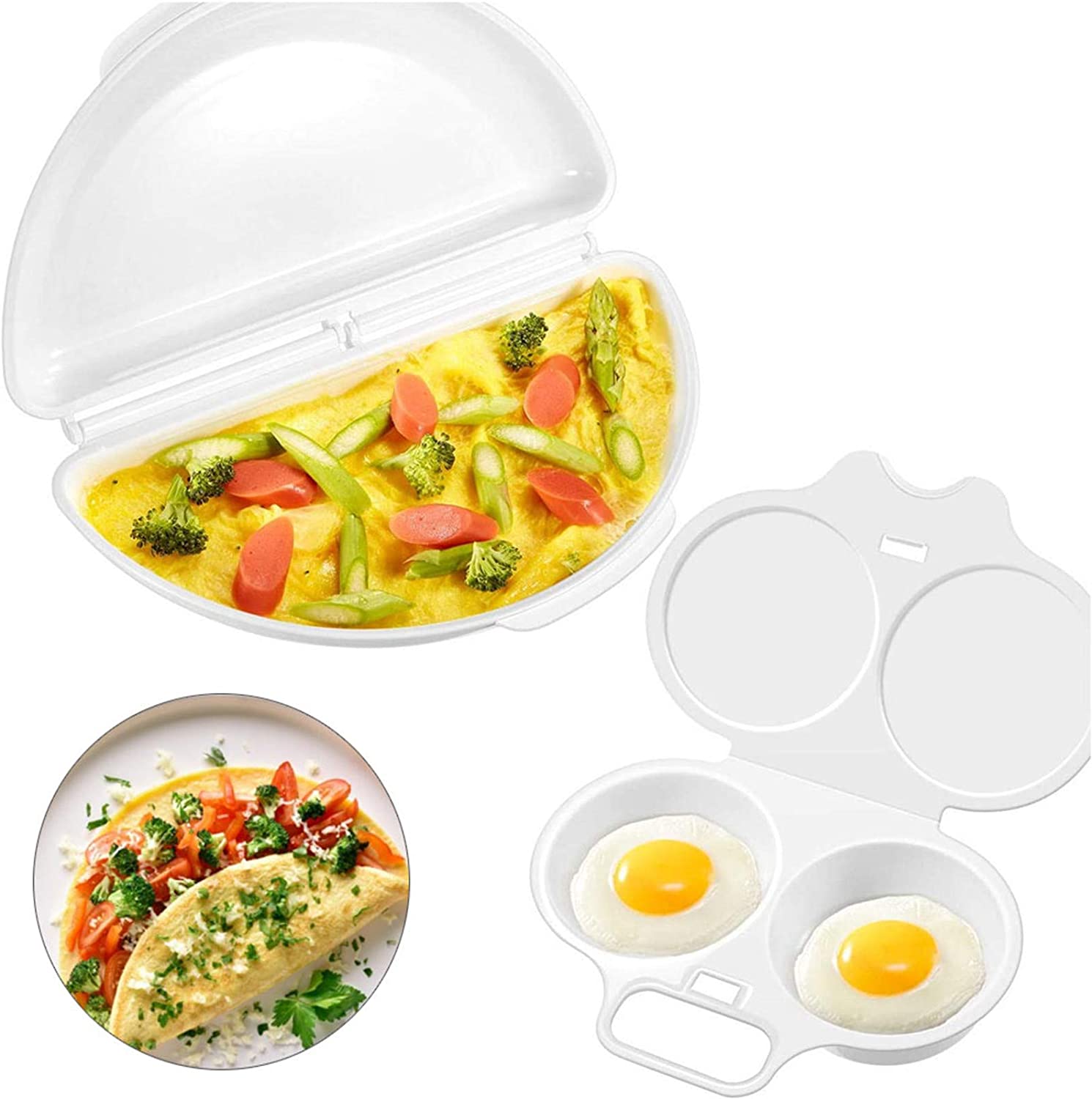 ManYee Omelet Microwave Maker and 2 Egg Boilers Microwave Egg Boiler Set for Fast and Healthy Breakfast