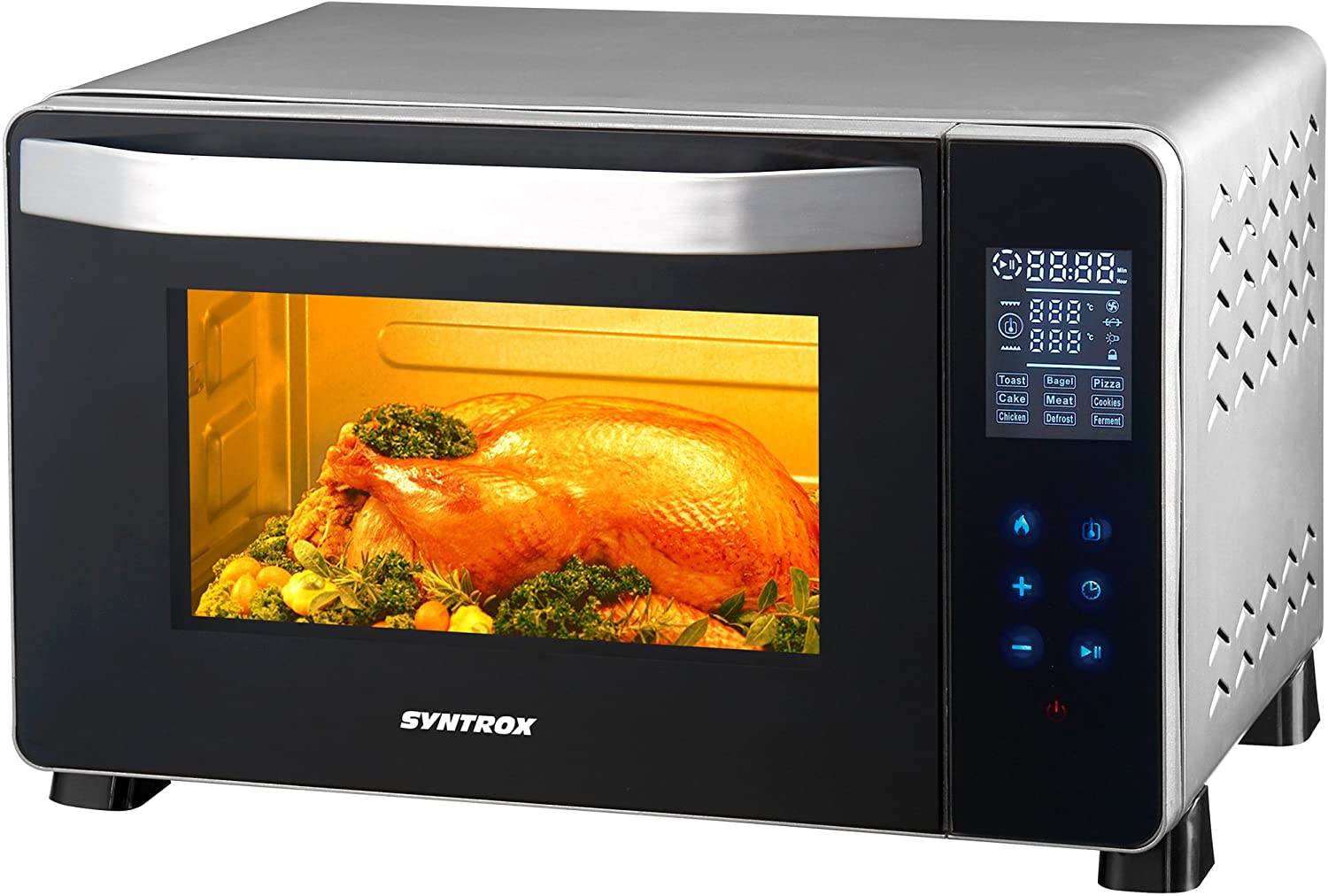 Syntrox Germany 25 Litre Digital Stainless Steel Mini Oven with Convection and Rotisserie Mini Oven Minibac Kofen Pizza Oven 1500 W Bo RO 25L Touch Saltillo