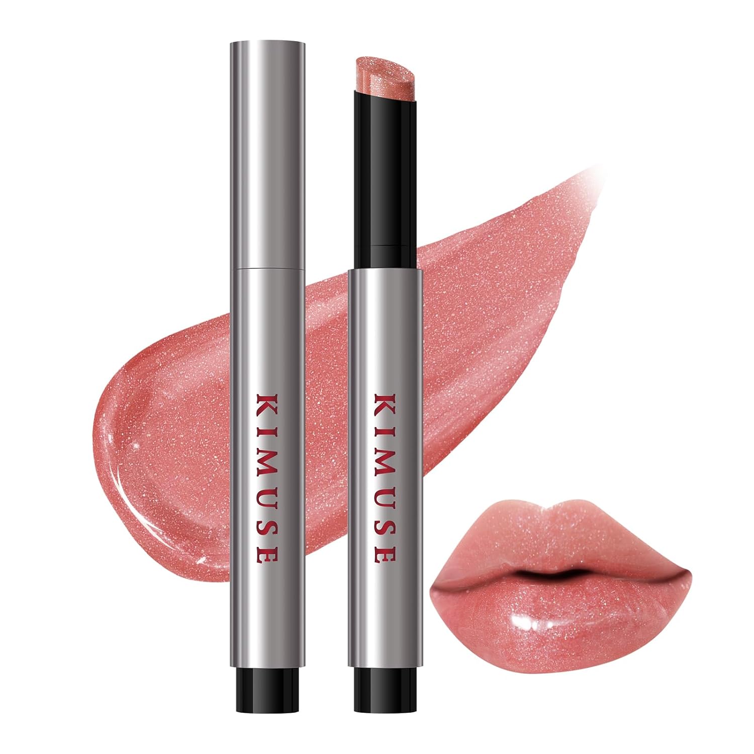 KIMUSE Lip Plumper, Hydrating Korean Lip Gloss, Click Tinted Lip Balm Solid Lipstick for Plumps & Moisturises, Long Wearing All-in-One Lip Plumping, Gloss, Balm