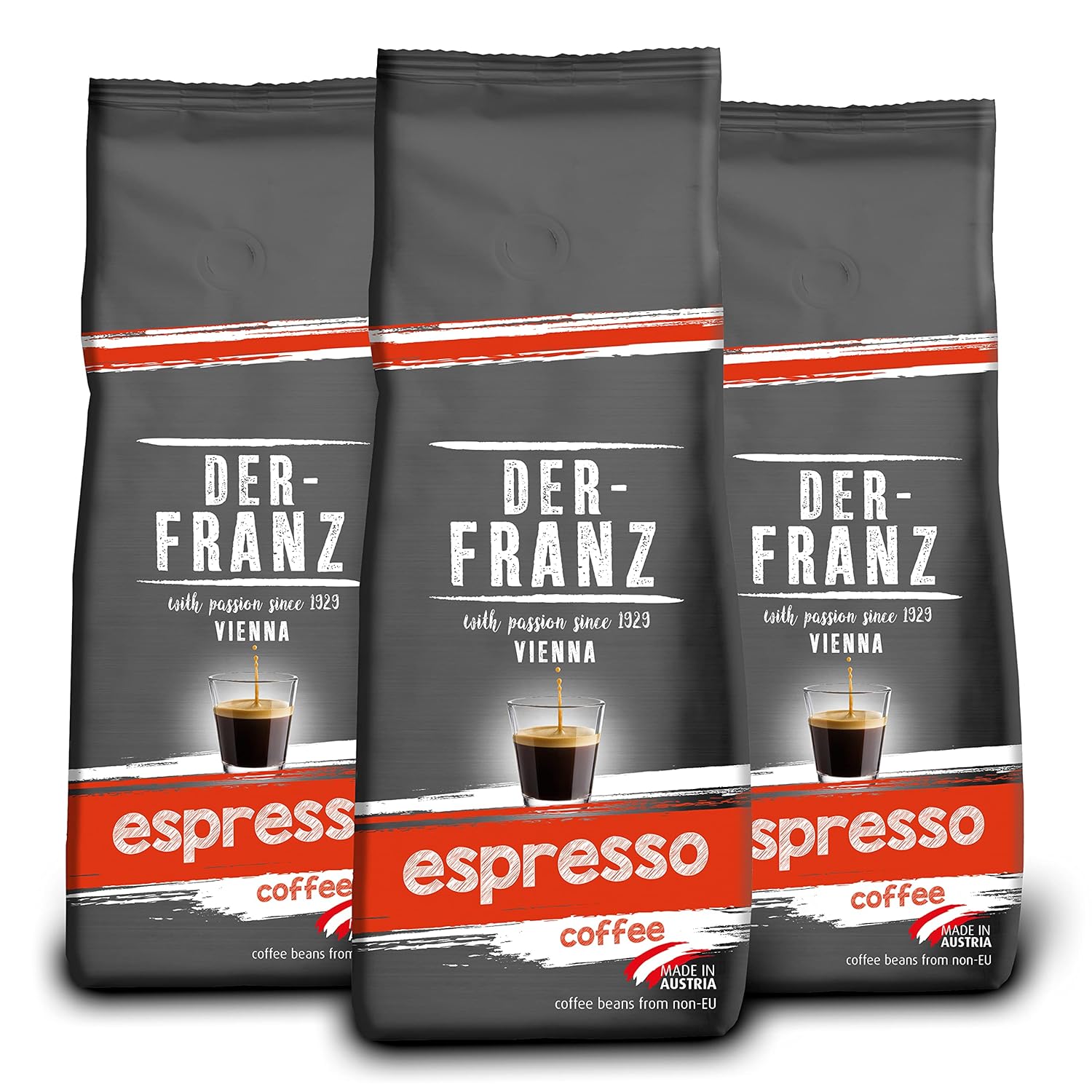 Der-Franz Espresso Coffee, whole bean, 3 x 500 g