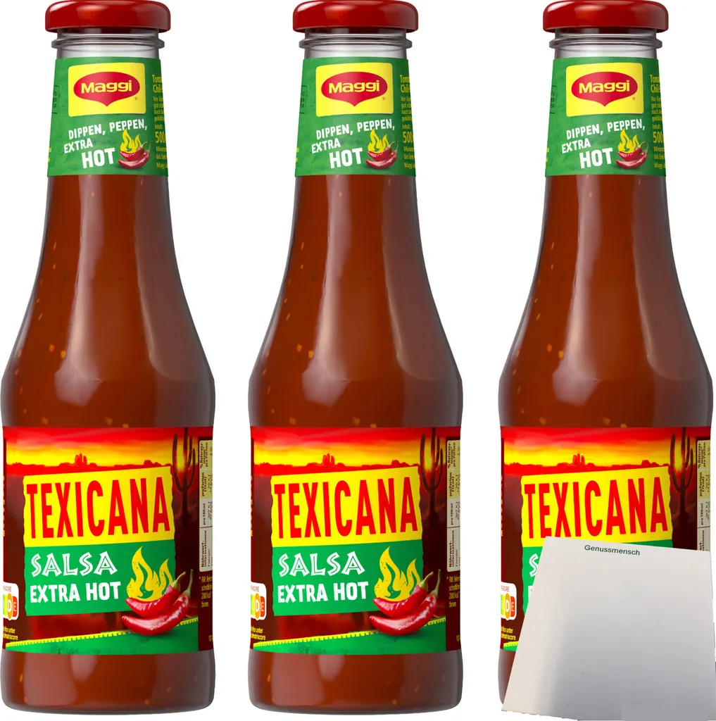 Maggi Texicana Salsa extra HOT tomato chili sauce pack of 3 (3x500ml) + usy block