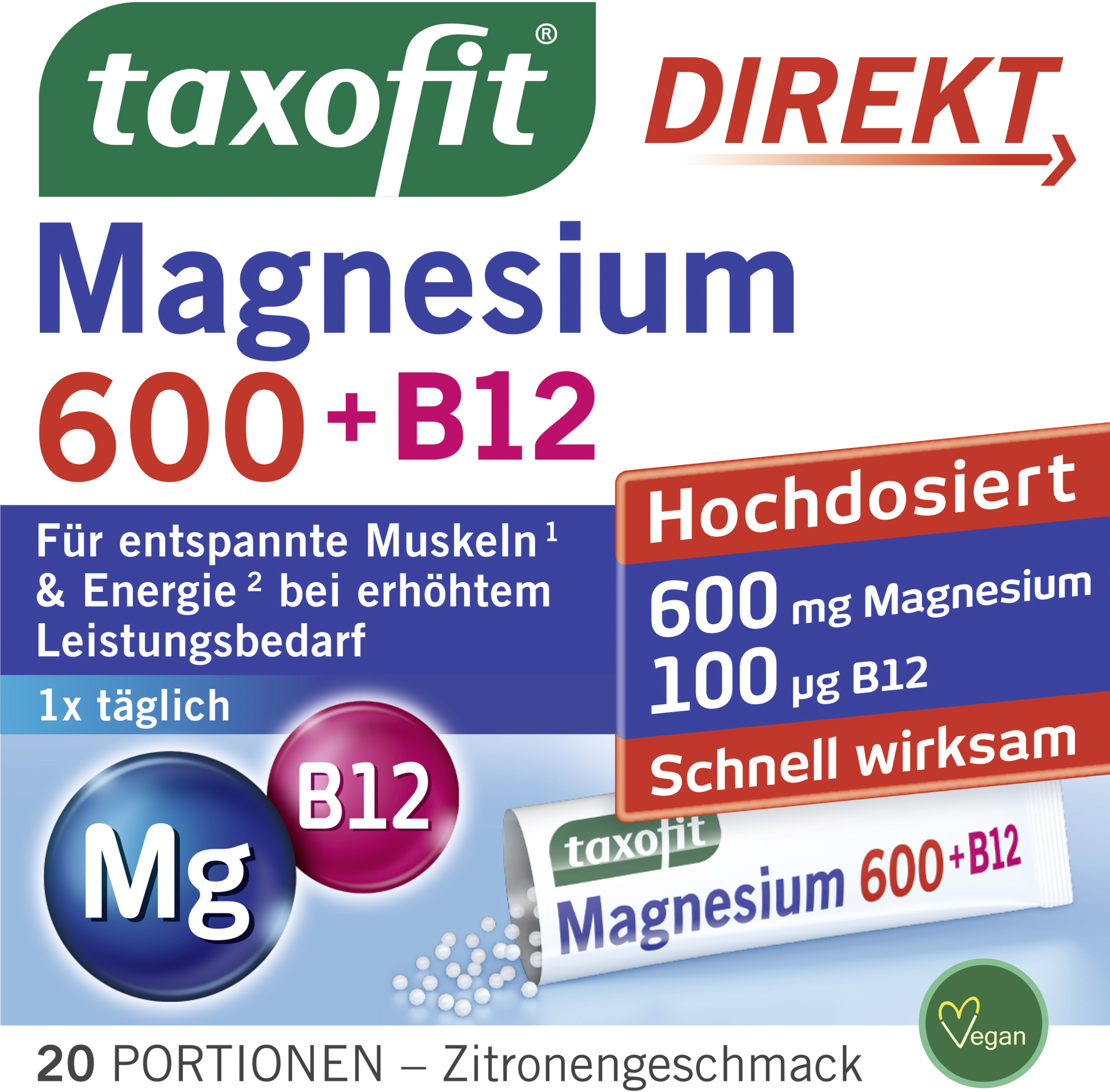 Magnesium 600 + B12 direct granulate sticks