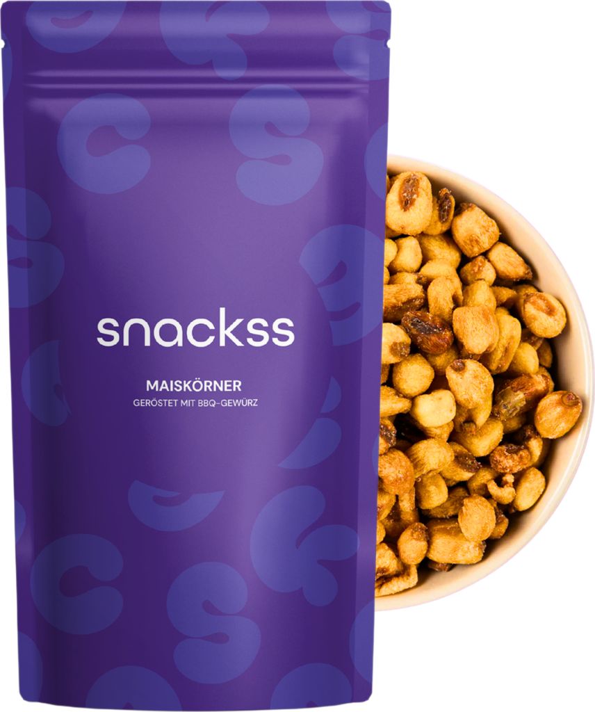 Maiskörner geröstet mit BBQ-Gewürz – 400g Knuspriger Snack mit intensivem BBQ-Aroma | Ideal als Party-Snack & Zwischendurch