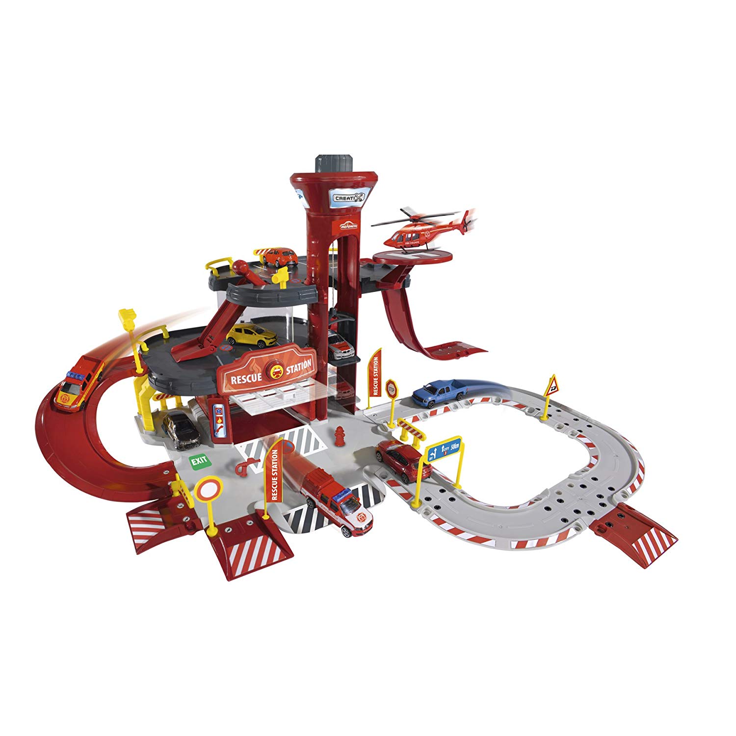 Majorette 212050019 Creatix Rescue Station Play Set With Large Garage And 5