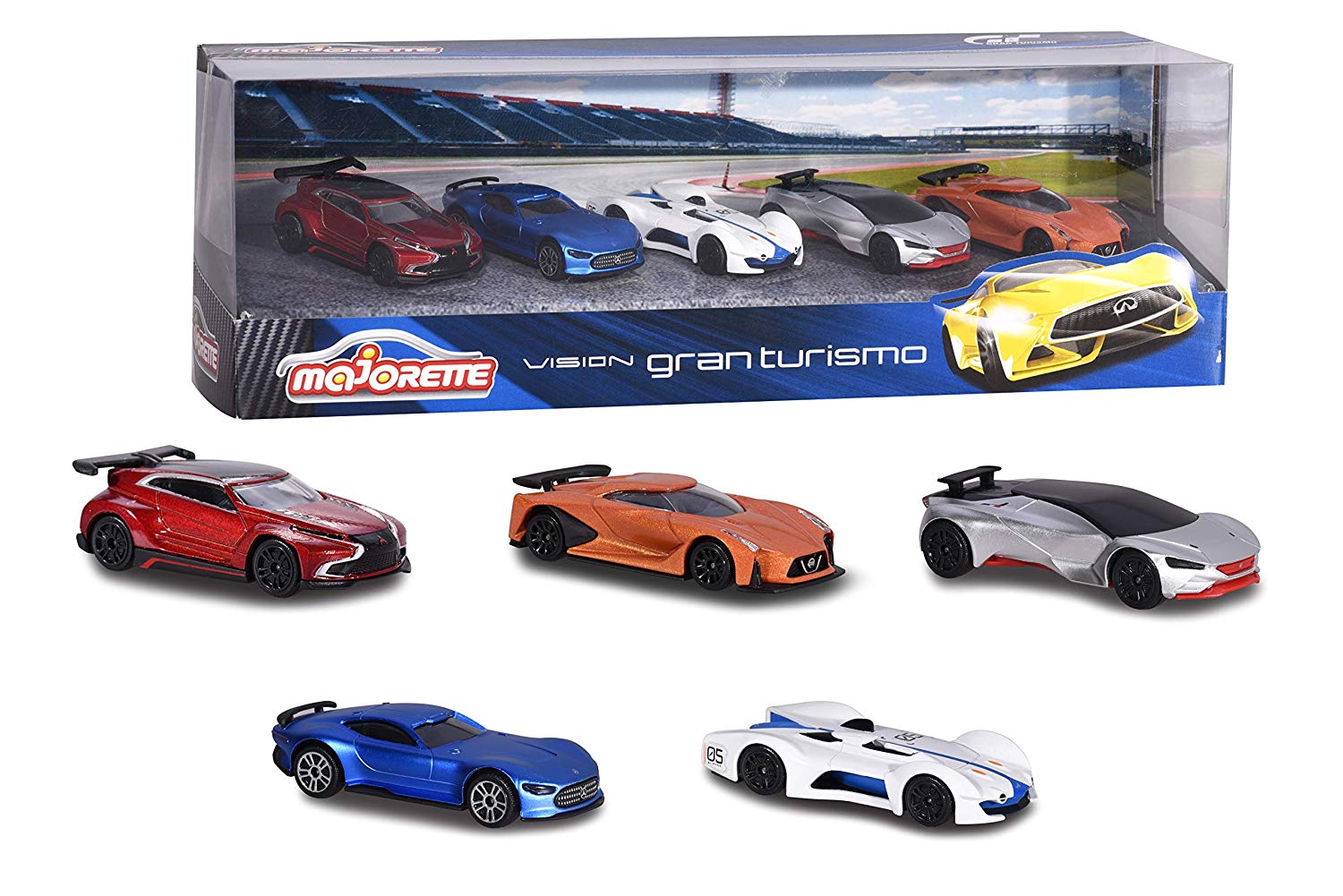 Majorette 212054052 Vision Gran Turismo, Miniature Vehicle Gift Pack (5 Pie