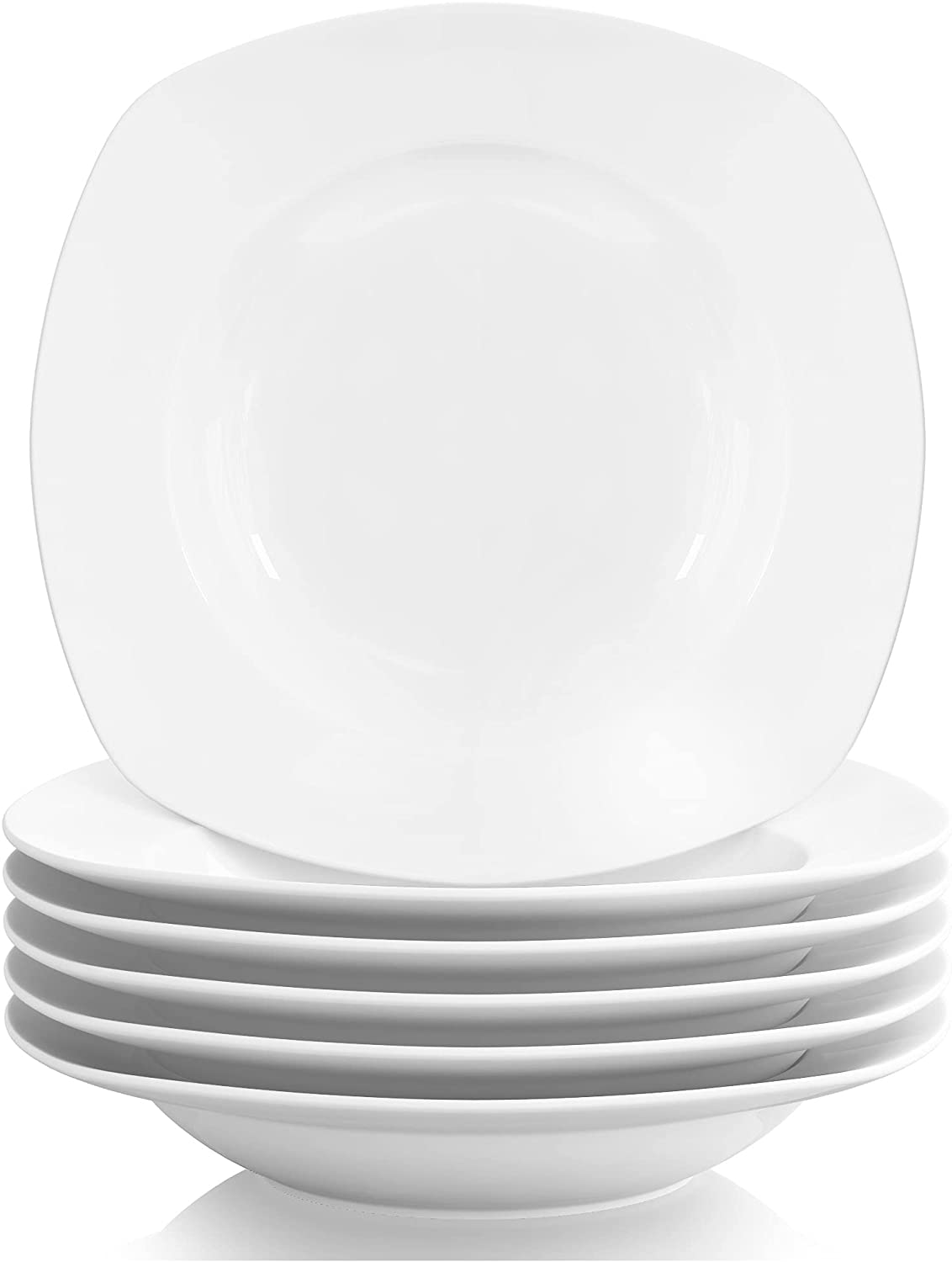 Malacasa Elisa Series, 6-Piece Porcelain Plate Set Dinner Plate Set, Flat Plate 24.6 cm for 6 People