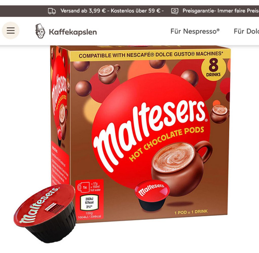 Maltesers I 8 capsules for Dolce Gusto