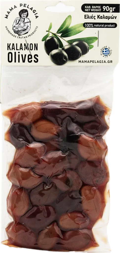 Mama Pelagia Kalamata Olives (90g) – Hand-picked, sun-drenched olives from Crete for authentic Mediterranean delights!