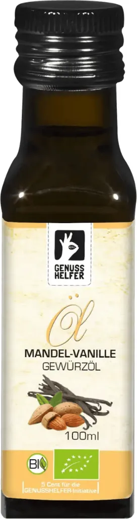 Mandel Vanille Gewürzöl kaltgepresst, Mandelöl mit Bourbon Vanille verfeinert, für Süßspeisen und Desserts, 100ml