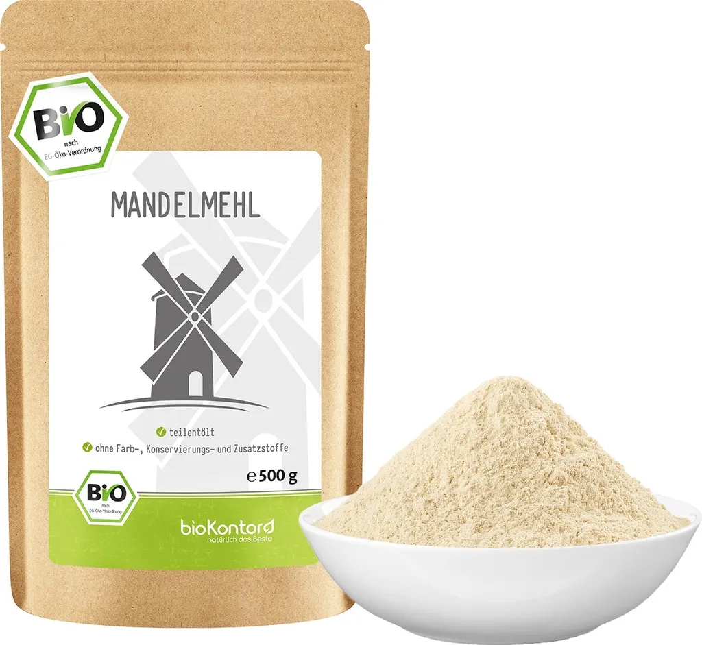 Almond flour 500 g - partially defatted, raw food quality from bioKontor