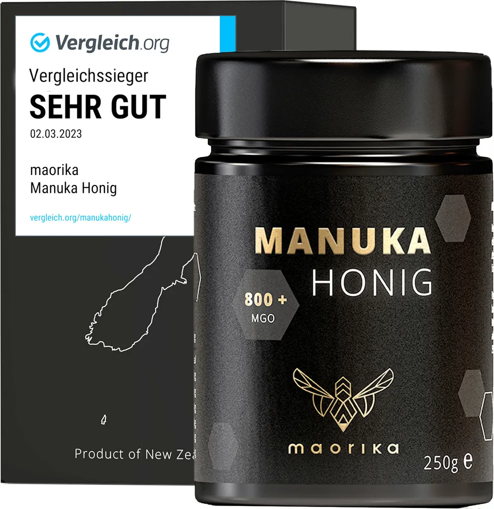 Manuka Honig 800 MGO + 250g im Glas (lichtundurchlässig, kein Plastik) Original aus Neuseeland