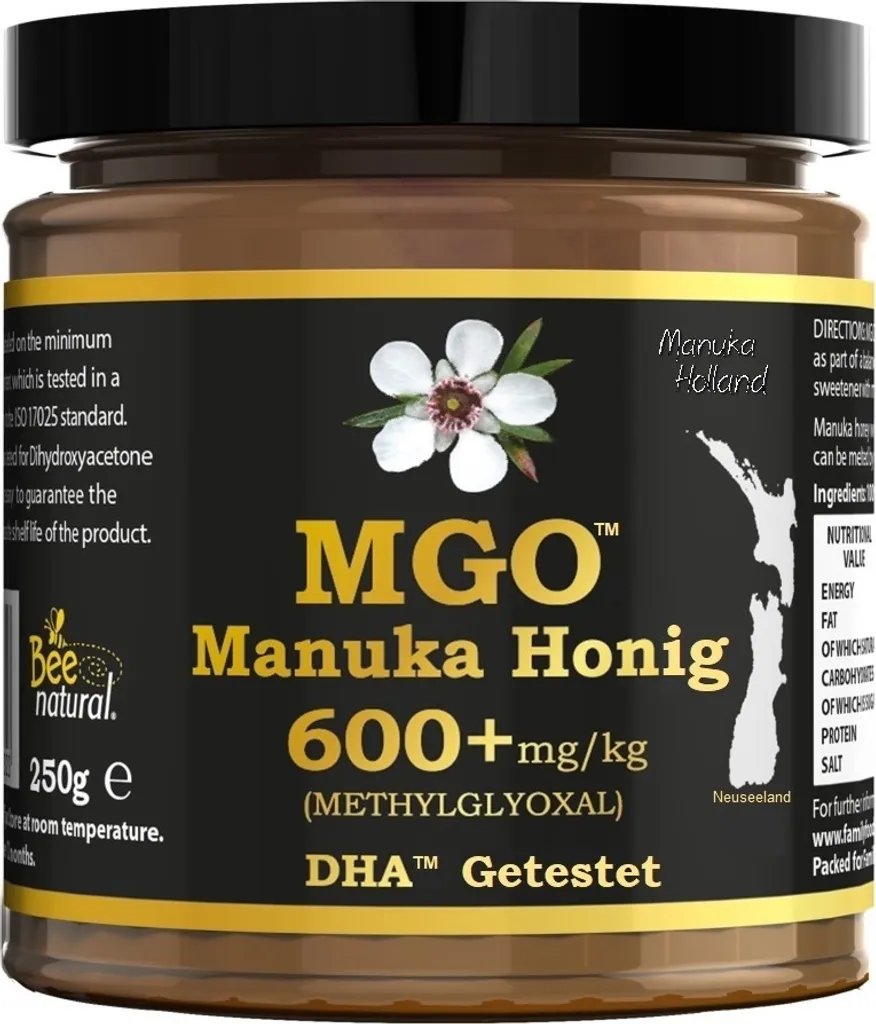 Manukahonig - MGO 600 250 g - echtes Glas Manuka Echtglas(550+) Neuseeland