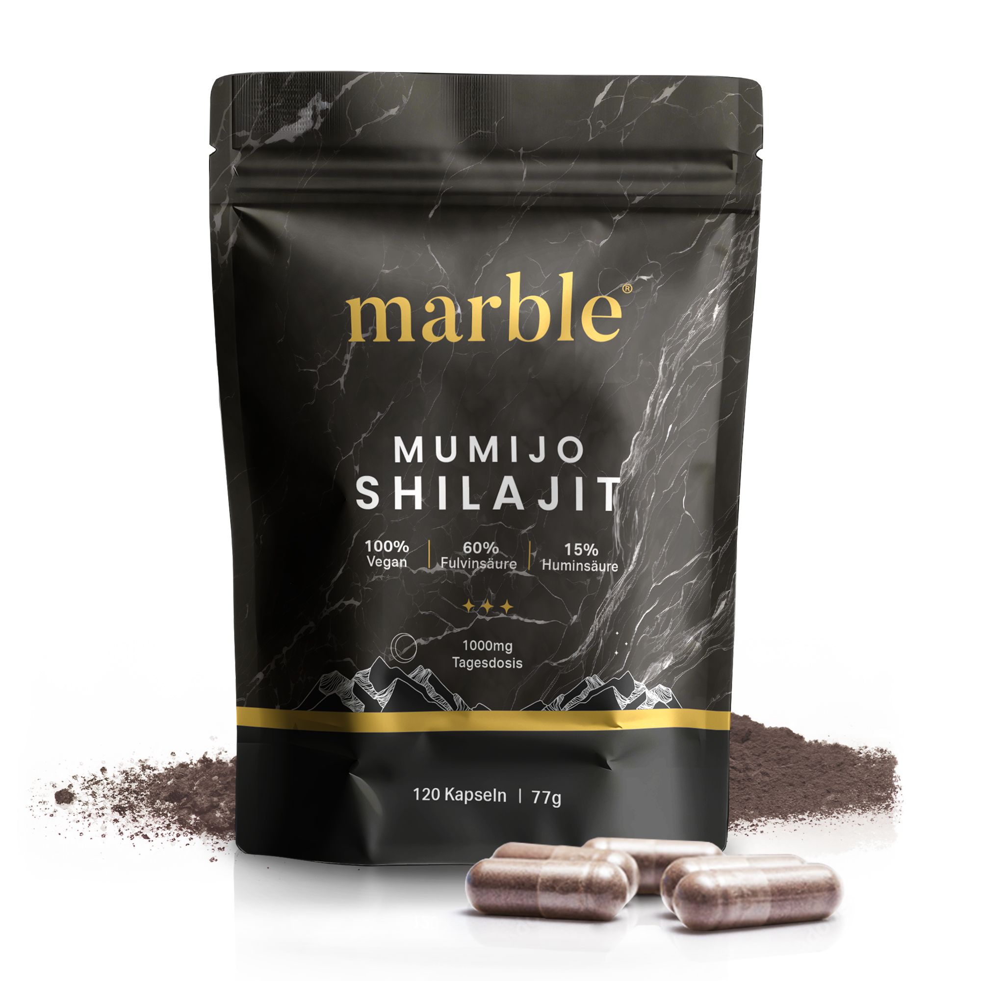 marble® Mumijo Shilajit Original capsules from the Himalayas | 60% fulvic acid 15% humic acid