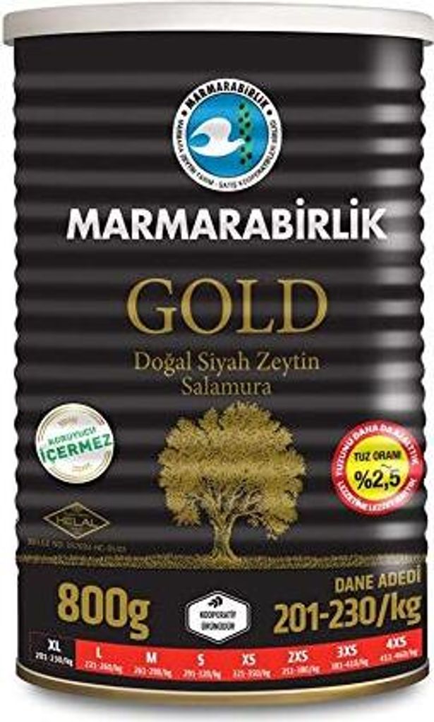 Marmarabirlik Gold - naturally fermented premium black olives without preservatives (800g)
