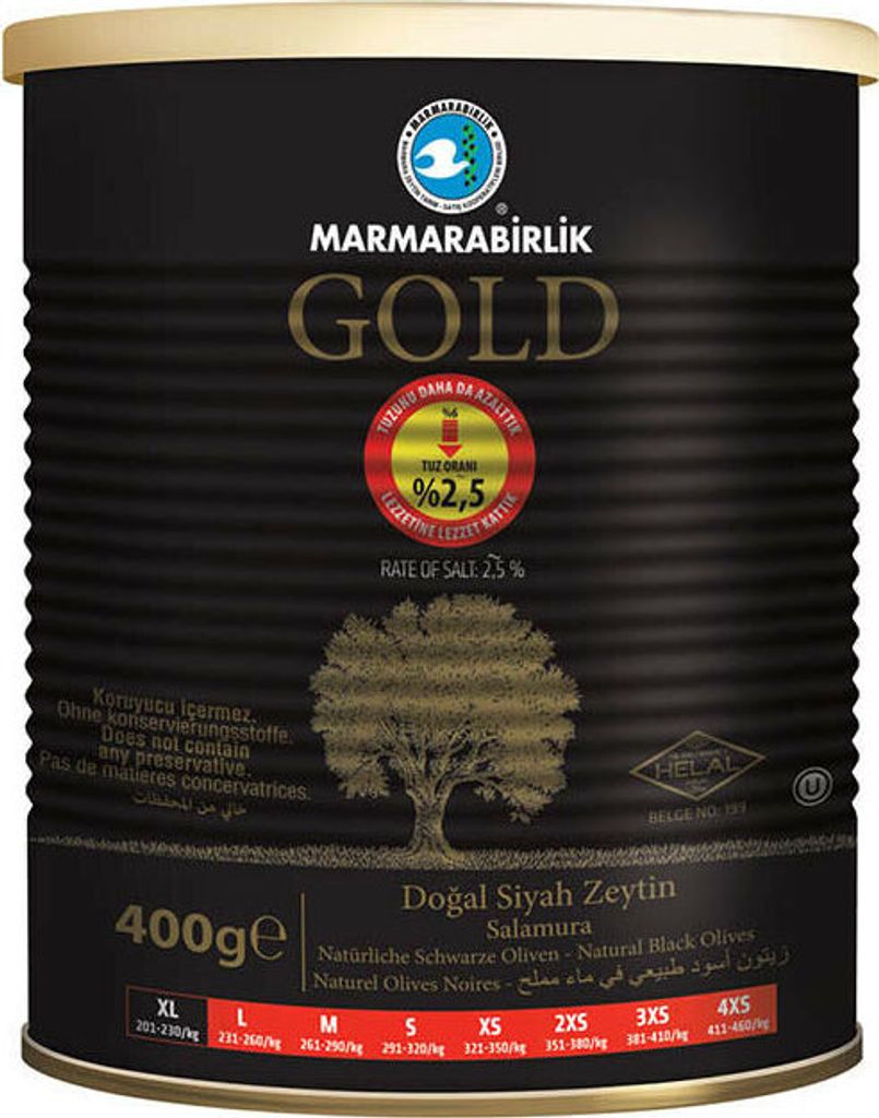 Marmarabirlik GOLD Natural Black Olives XL 400g