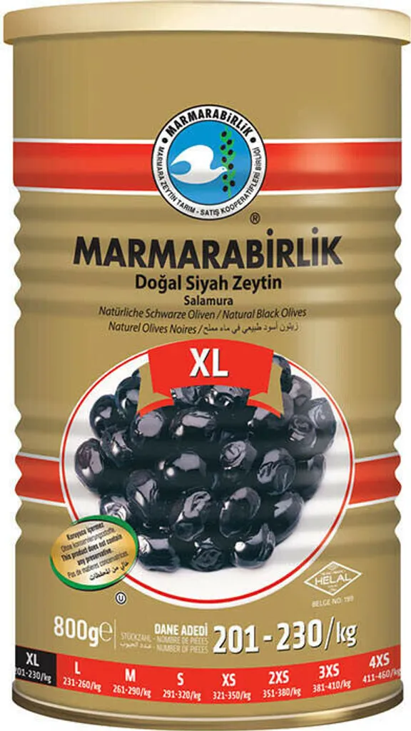 Marmarabirlik Natural Black Olives XL 800g