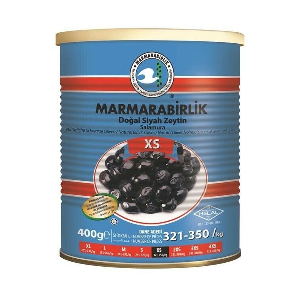 Marmarabirlik Natural Black Olives XS 400g