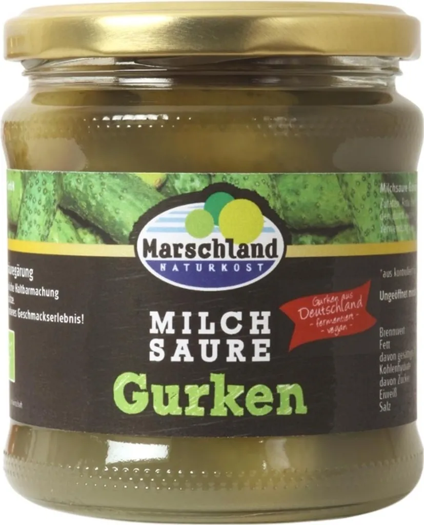 Marschland pickled gherkins, lactic acid, 370 ml, 0.185 kg