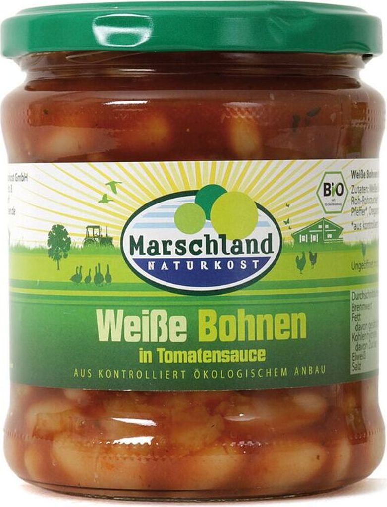 Marschland White Beans in Tomato Sauce 370 ml -- 350g x 6 - 6-pack VPE
