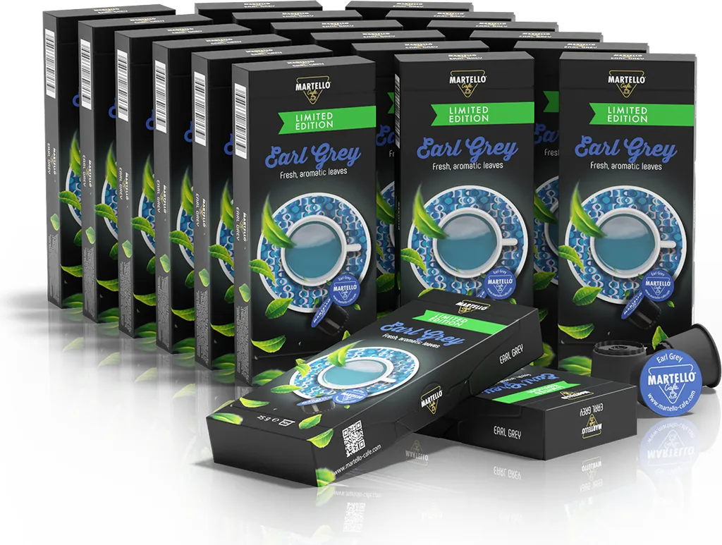 Martello Tea Capsules EARL GREY - Fresh, aromatic leaves - 200 Capsules, Compatible with MARTELLO capsule machines