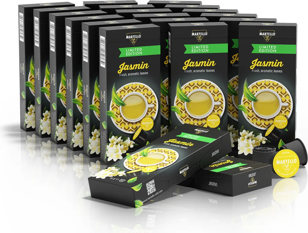 Martello Tea Capsules JASMIN - Fresh, aromatic leaves - 200 Capsules, Compatible with MARTELLO capsule machines