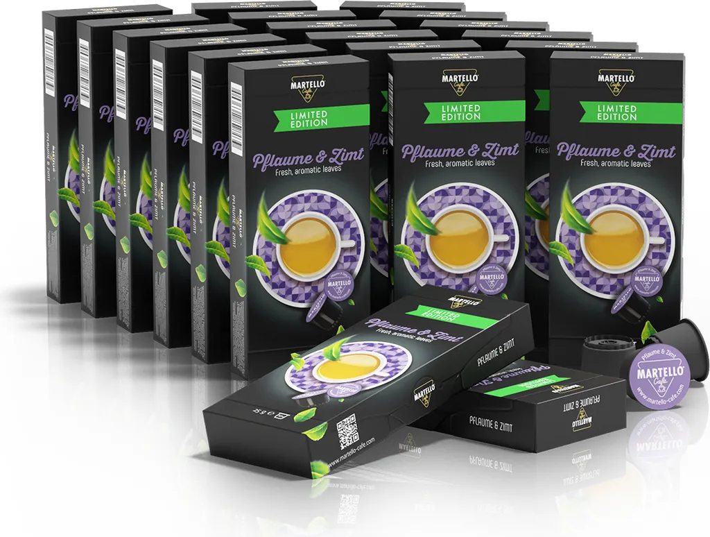 Martello Tea Capsules Plum Cinnamon - Fresh, aromatic leaves - 200 Capsules, Compatible with MARTELLO capsule machines
