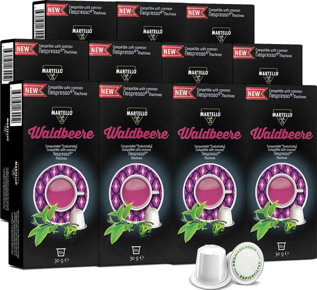 MARTELLO WILD BERRY Tea Capsules - ONLY COMPATIBLE WITH NESPRESSO®* MACHINES - Fresh, aromatic leaves - 110 Capsules (11 x 10)