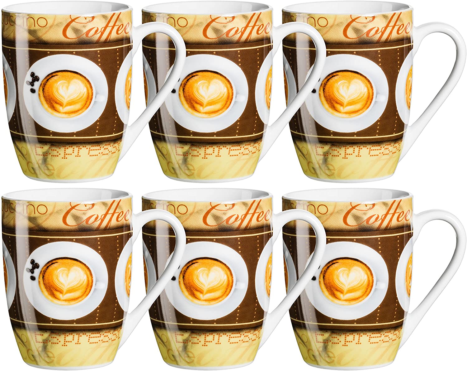 Mäser Domestic Coffee Fantastic Mug 29 CL SET OF 6 Porcelain Coffee Design 30 x 40 x 20 cm, 6 Units