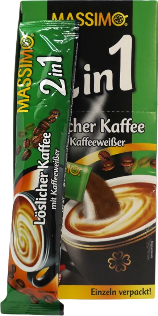 MASSIMO 2in1 Löskaffee mit Kaffeeweißer  (10 Instantkaffee Sticks à 14g)