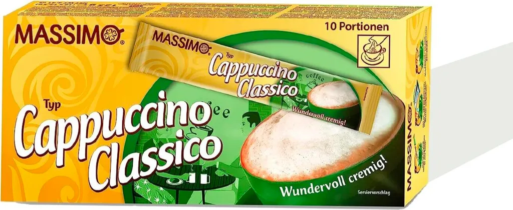 MASSIMO Cappuccino Classico 160 Sticks Value Pack (16 packs x 10 sticks á 12.5g) Instant Cappuccino