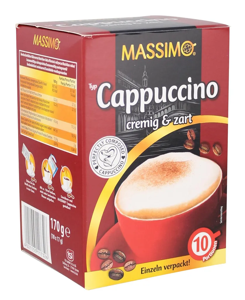 MASSIMO Cappuccino Cremig & Zart 1 x 170g Kaffee-Heißgetränk Instant Cappuccino für jeden Anlass