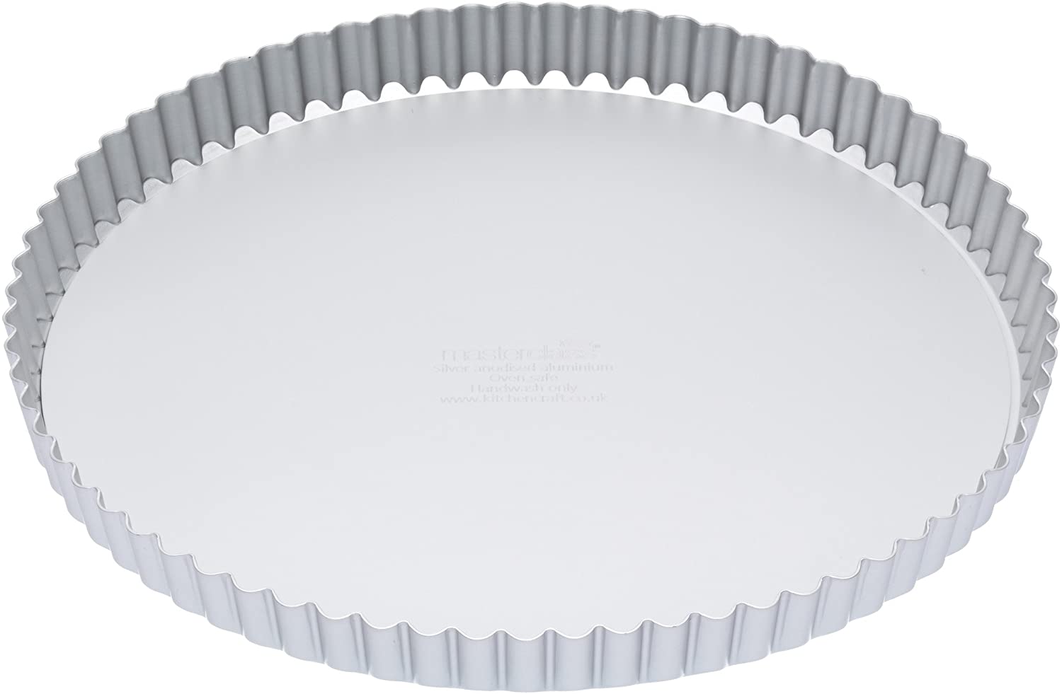 KitchenCraft Master Class Fluted Tart Tin Loose Base Large 28x2,5 cm – Anodised Silver