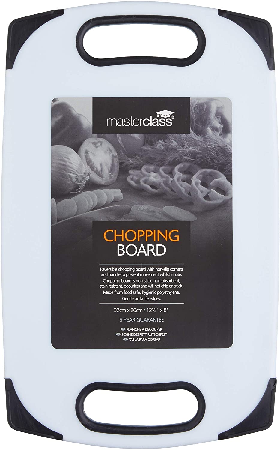KitchenCraft Master Class Non-Slip Small Plastic Chopping Board, 32 x 20 cm - White