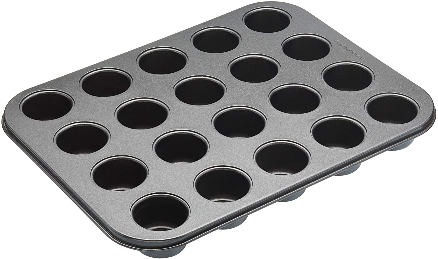 KitchenCraft Masterclass Non-Stick Mini Tart Baking Tray with Holes and Loose Bases, Steel, Grey, 27 x 35 x 4 cm
