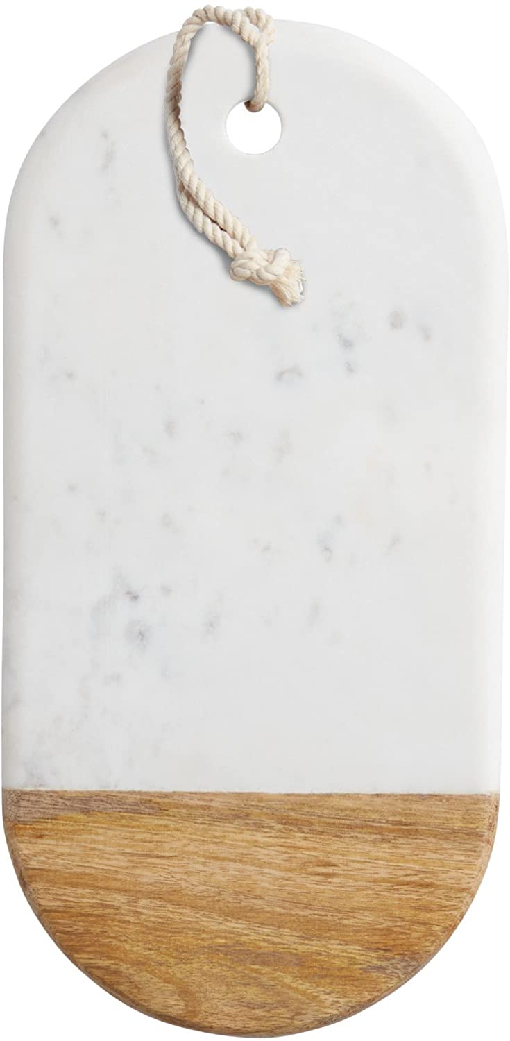 KitchenCraft Master Class Rectangular White Marble / Mango Wood Board, 16.5 x 33.5 x 1.5 cm