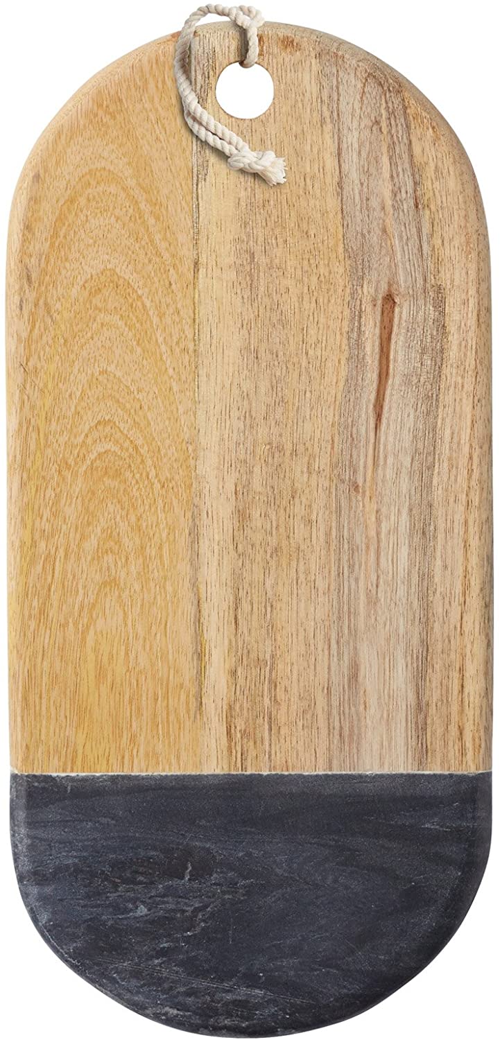 KitchenCraft Master Class Wooden Serving Board / Cheese Board with Marble Edge, 16.5 x 33.5 cm (6.5\" x 13\")