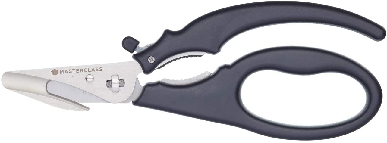 KitchenCraft MasterClass MCSFSHEARS Seafood Scissors with Lobster Cracker and Soft Grip Handles Stainless Steel 7.3\"