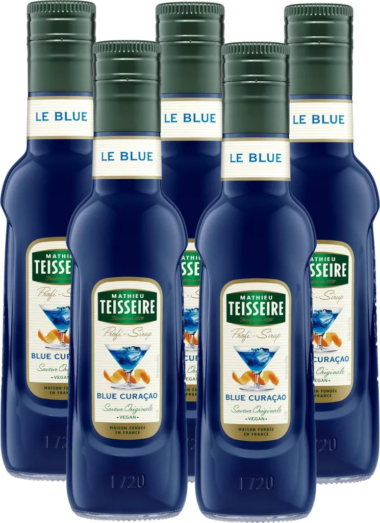 Mathieu Teisseire Getränke-Sirup Blue Curacao 0,25L (5er Pack)